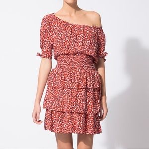 MAJE🖤 Leopard crêpe mini dress